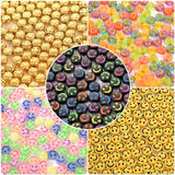 7mm 50pcs Colorful Smiley Letter Round Acrylic Spacer Beads
