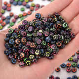7mm 50pcs Colorful Smiley Letter Round Acrylic Spacer Beads