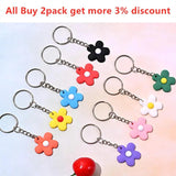 10pcs Ball Beads Keychain with Flowers Bells Pendant DIY Jewelry Making