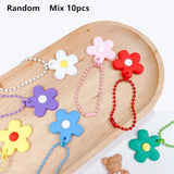 10pcs Ball Beads Keychain with Flowers Bells Pendant DIY Jewelry Making