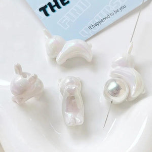 10 Cream Bunny Beads for DIY Jewelry Making