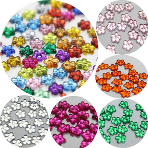 1000 Acrylic Flower Gems Rhinestones 4mm - Pick Your Color