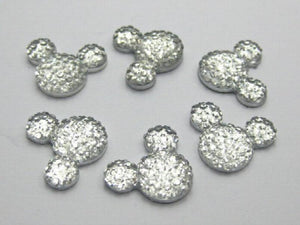 100 pcs Acrylic Rhinestone Mouse Gems 14X12mm Flat Back Resin