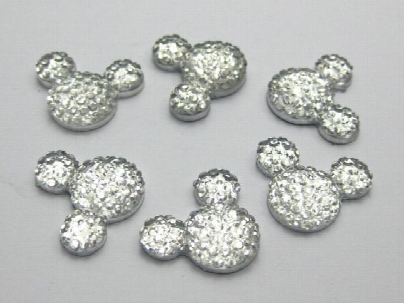 100 pcs Acrylic Rhinestone Mouse Gems 14X12mm Flat Back Resin