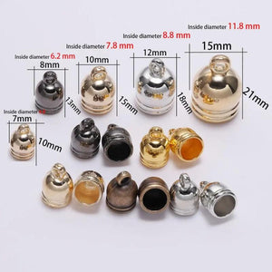 50pcs Tassel Caps Leather Cord Crimps Beads Cap Fastener Jewelry Making