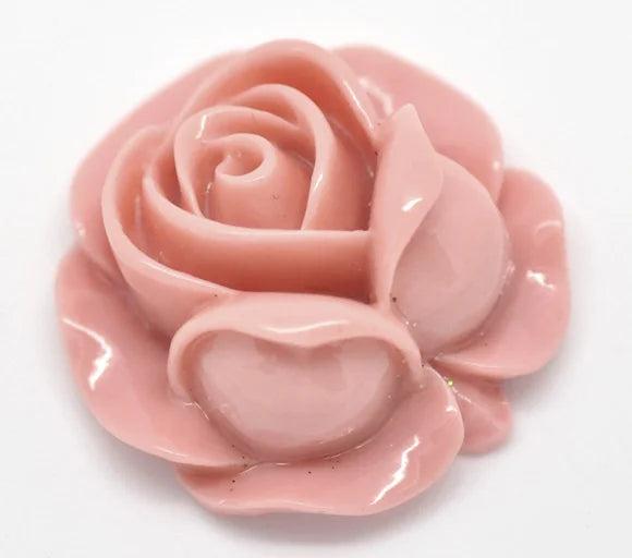 Pink Resin Rose Flower Embellishments 27x27mm (B15637)