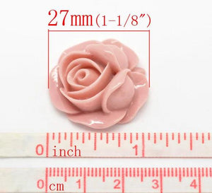 Pink Resin Rose Flower Embellishments 27x27mm (B15637)