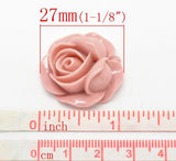 Pink Resin Rose Flower Embellishments 27x27mm (B15637)