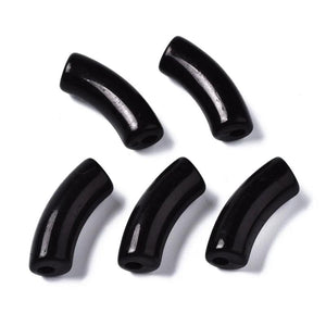 6PC Acrylic Tube Beads Large Hole Spacer Curved Noodle Slide 34.5x13x11mm