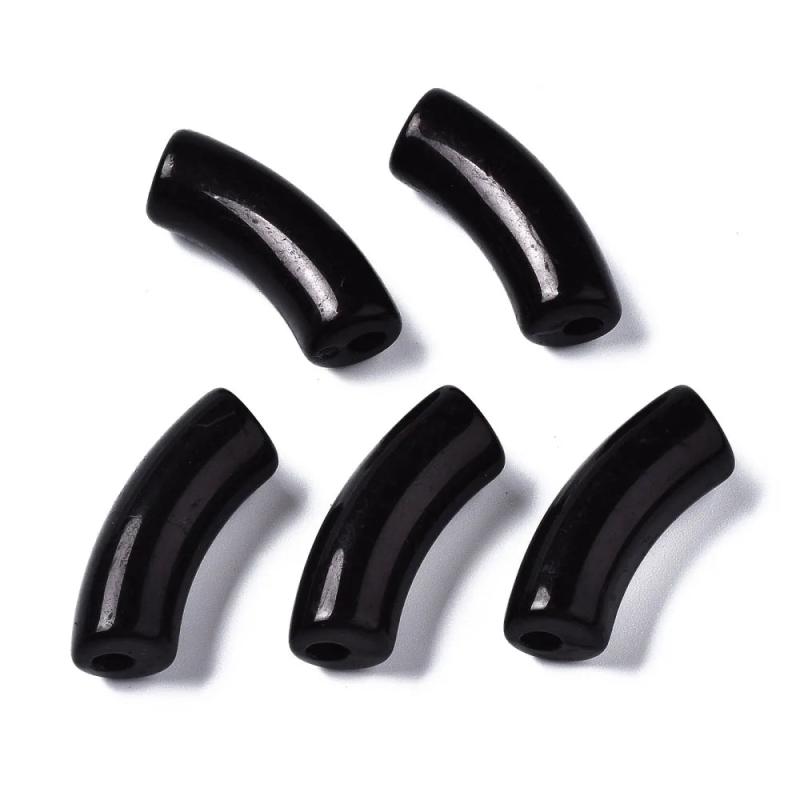 6PC Acrylic Tube Beads Large Hole Spacer Curved Noodle Slide 34.5x13x11mm
