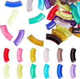 6PC Acrylic Tube Beads Large Hole Spacer Curved Noodle Slide 34.5x13x11mm