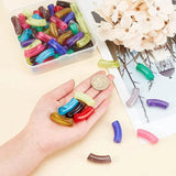 6PC Acrylic Tube Beads Large Hole Spacer Curved Noodle Slide 34.5x13x11mm