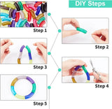 6PC Acrylic Tube Beads Large Hole Spacer Curved Noodle Slide 34.5x13x11mm