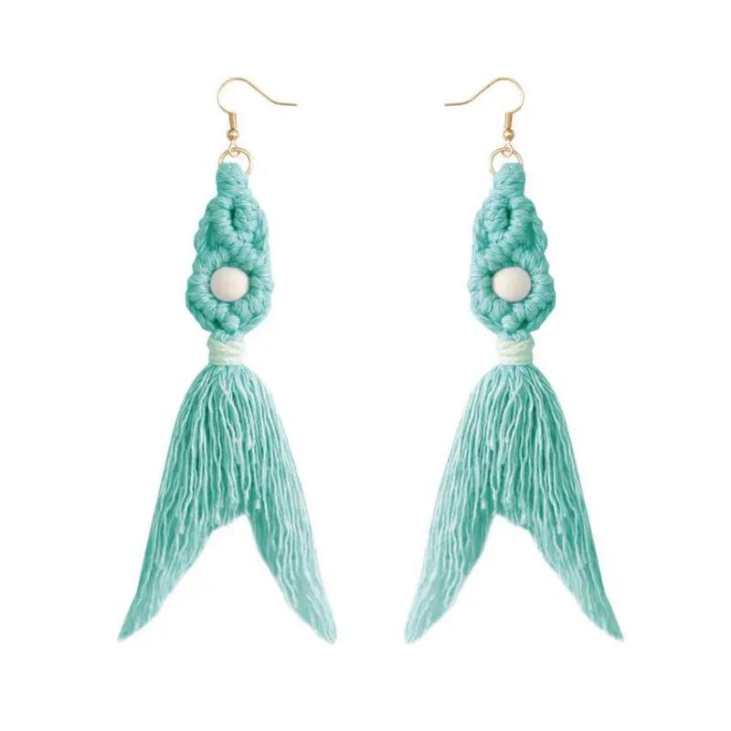 Mermaid Drop Earrings for Women Boho Tassel Earrings