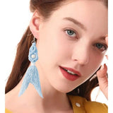 Mermaid Drop Earrings for Women Boho Tassel Earrings