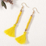 Colorful Wood Beaded Line Tassel Earrings for Women