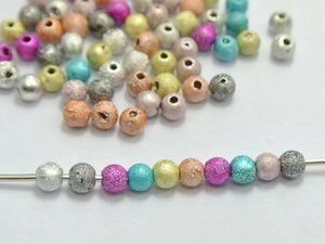 1000 Mixed Glitter Acrylic Round Beads 4mm Spacer Finding