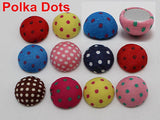 50 Fabric Covered Round Buttons 11mm Half Ball Mixed Flatback Polka Dots