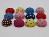 50 Fabric Covered Round Buttons 11mm Half Ball Mixed Flatback Polka Dots