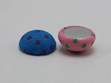 50 Fabric Covered Round Buttons 11mm Half Ball Mixed Flatback Polka Dots