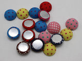 50 Fabric Covered Round Buttons 11mm Half Ball Mixed Flatback Polka Dots