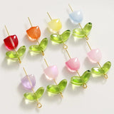 50pcs 9mm Tulip Flower Spacer Beads Multicolor Glass Floral Beads DIY Bracelet