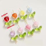 50pcs 9mm Tulip Flower Spacer Beads Multicolor Glass Floral Beads DIY Bracelet