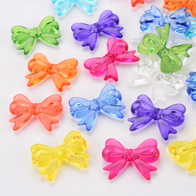 50pcs Acrylic Bowknot Beads for Jewelry Making DIY Crafts