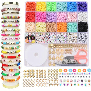 Polymer Clay Beads Set for Jewelry Making, Rainbow Chip Beads Kit DIY