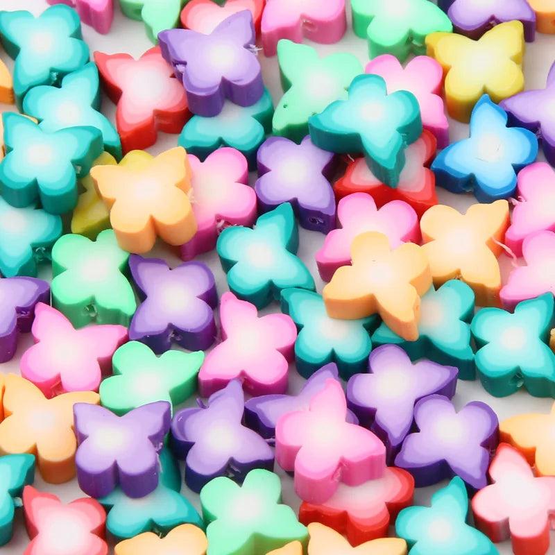 Mixed Butterfly Spacer Beads Polymer Clay for Jewelry Making DIY Bracelet