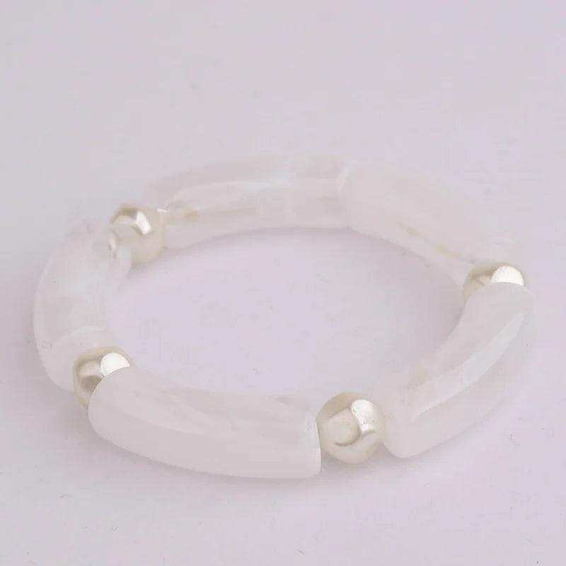 Multicolor Pearl Beads Bracelet Men Women Personalized Acrylic Bead Bangle