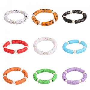Multicolor Pearl Beads Bracelet Men Women Personalized Acrylic Bead Bangle