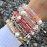 Multicolor Pearl Beads Bracelet Men Women Personalized Acrylic Bead Bangle