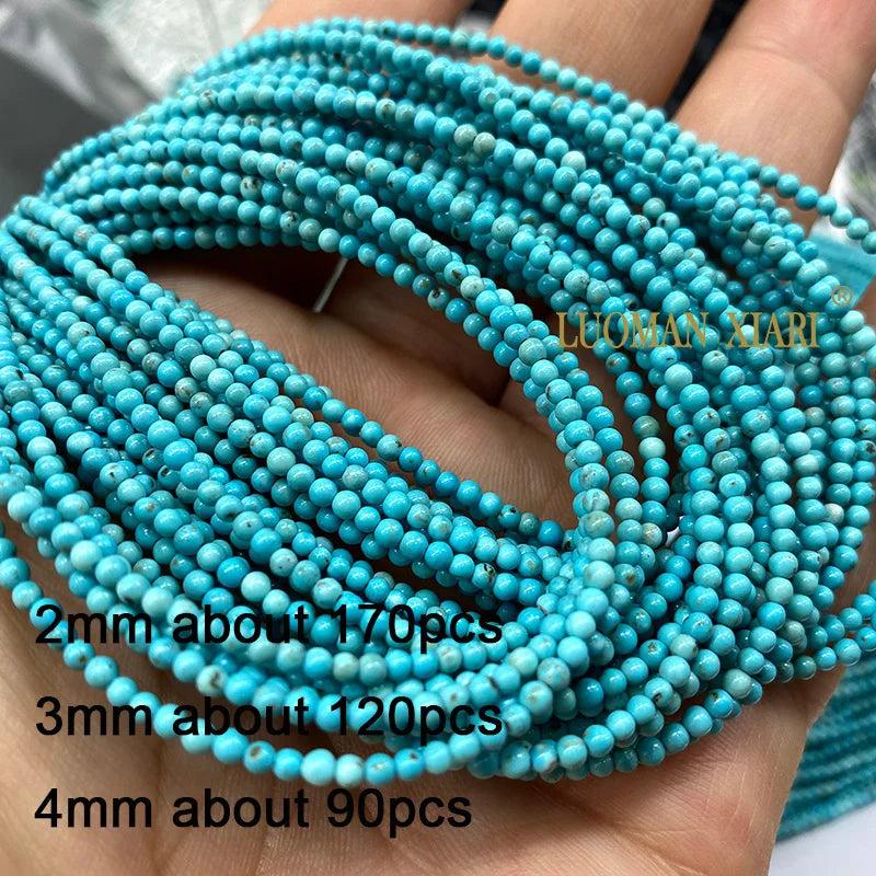 3MM Natural Turquoises Smooth Round Beads for Jewelry Making DIY
