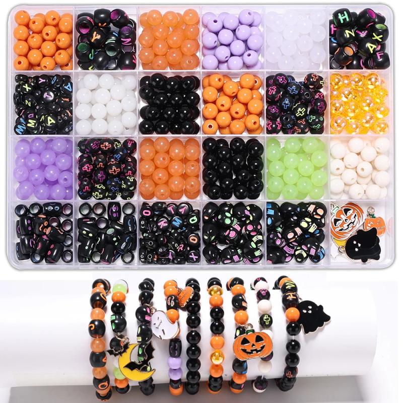 Skull Beads DIY Kit for Adults Bracelets Halloween Charms