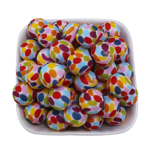 10Pcs Leopard Cow Dasiy Rose Silicone Beads 15mm Round Baby Teether