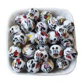 10Pcs Leopard Cow Dasiy Rose Silicone Beads 15mm Round Baby Teether