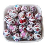 10Pcs Leopard Cow Dasiy Rose Silicone Beads 15mm Round Baby Teether