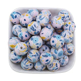 10Pcs Leopard Cow Dasiy Rose Silicone Beads 15mm Round Baby Teether