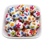 10Pcs Leopard Cow Dasiy Rose Silicone Beads 15mm Round Baby Teether