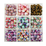 10Pcs Leopard Cow Dasiy Rose Silicone Beads 15mm Round Baby Teether