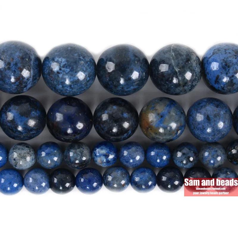 5A Dumortierite Stone Round Beads for Jewelry Making 15''