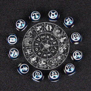 12 Constellation Zodiac Round Beads 10mm Crystal Glass Spacer Bead