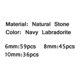 Matte Navy Labradorite Spectrolite Stone Round Spacers Beads