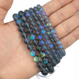 Matte Navy Labradorite Spectrolite Stone Round Spacers Beads