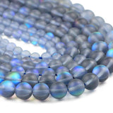 Matte Navy Labradorite Spectrolite Stone Round Spacers Beads