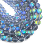 Matte Navy Labradorite Spectrolite Stone Round Spacers Beads