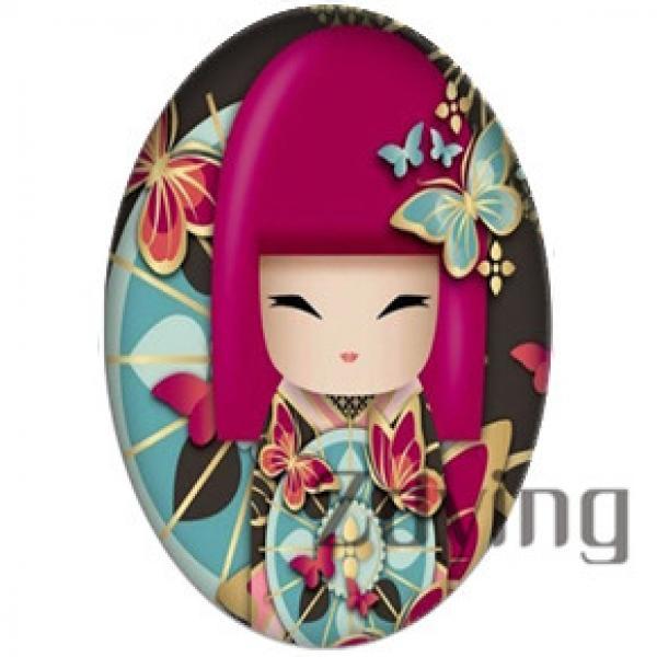 10pcs Oval Japan Girls Photo Glass Cabochons DIY Jewelry Findings