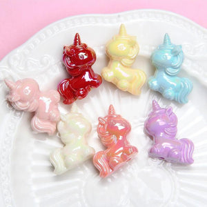 10Pcs Candy Plated UV Acrylic Horse Beads DIY Bracelet Mobile Phone Chain