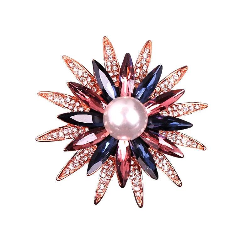 Snowflake Pearl Brooch Pin for Women Dress Bag Buckle Pins